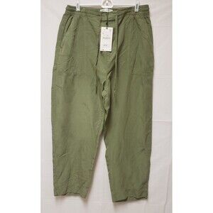 ZARA Women’s Relaxed Crop Tencel Linen Pants Olive Green Size XL NWT